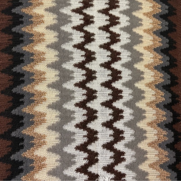 Missoni Zigzag Patterned Scarf - Brown, Cream, Gold & Black